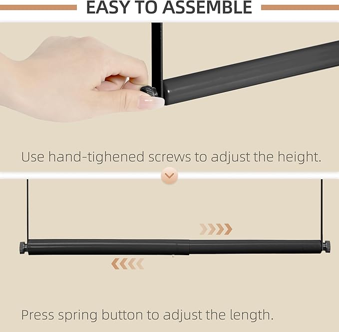 STORAGE MANIAC Adjustable Closet Rod for Hanging Clothes, 2 Pack Black | Expandable 17.9"-29.7" Heavy-Duty Metal Closet Hanging Rod with 9 Height Adjustments, Space-Saving Double Closet Organizer