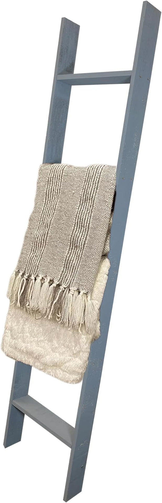 BARNWOODUSA Throw Blanket Ladder – Fully Assembled Reclaimed Wood – Rustic Decorative Ladder for Towels, Quilts, & More – Perfect Farmhouse Decor for Bathroom, Porch, or Living Room,5ft.