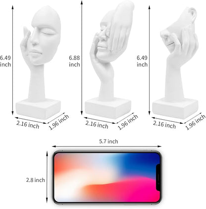 3 Pcs Thinker Statue,Modern Home Resin Sculptures,Collectible Figurines for Home Office Bookshelf Desktop Decor(White)