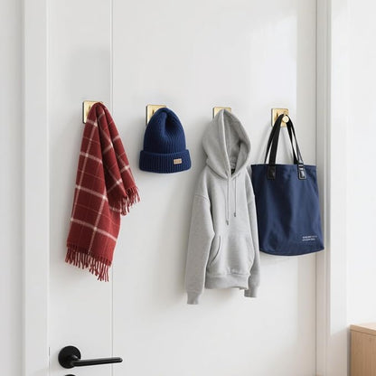 Gold Adhesive Towel Hooks Heavy Duty Stick on Wall Hooks Shower Hooks for Bathroom Kitchen Door-4 Packs