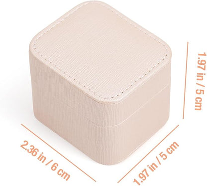 SANQIANWAN PU Leather Wedding Ring Box Jewelry Case for Proposal Engagement Ring Box Jewelry Display Box Gift Box for Birthday and Anniversary (Pearl White-B)