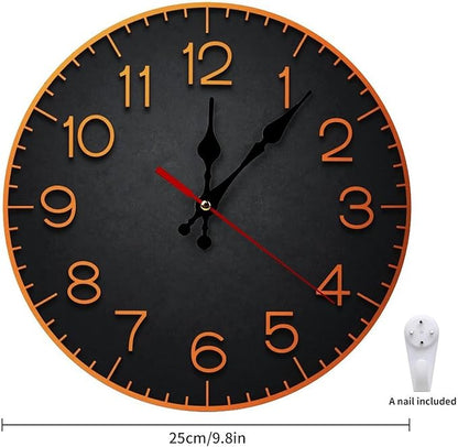 Wall Clock， Modern Non Ticking Wall Clocks Battery Operated， Black Wooden Wall Clocks for Kitchen， Living Room， Bedroom， Office， Bathroom Decorative 25 * 25cm