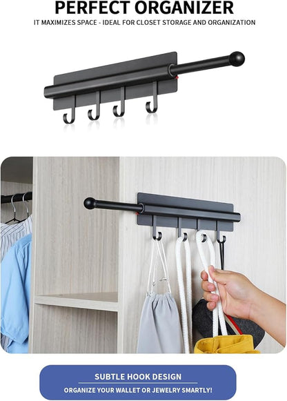Adhesive Valet Rods for Closets Black Closet Valet Rod with Hooks 12 inch valet rod for closet pull out Valet Rods for Closet Storage and Organization Storage Clothes Hanger