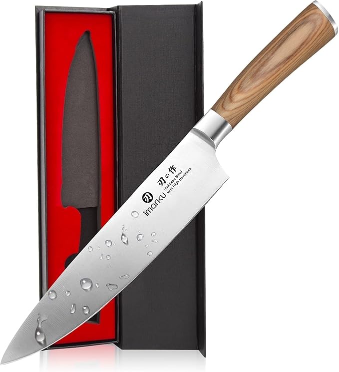 imarku Chef Knife - Pro Kitchen Knife 8 Inch Chef's Knives Japanese SUS440A Stainless Steel Sharp Paring Knife with Ergonomic Handle, Golden Handle, Birthday Gifts for Men and Women,Gyutou Knives