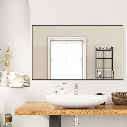 H-A Modern Simple Black Frame 40x24Inch Mirror for Bathroom, Bedroom, Living Room Hanging Horizontal or Vertical(All Black)