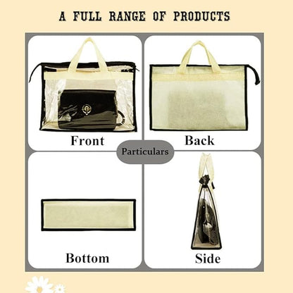 fazhongfa 2PCS Dust Bags for Handbags Clear Purse Storage Organizer Non-Woven Hanging Bag Closet with Zipper and Handle (X-Large, Cream Color)