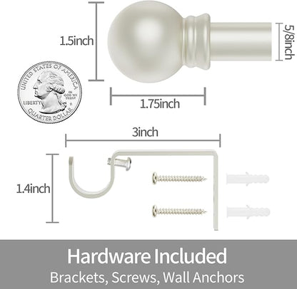 Thestoa Nickel Curtain Rods for Windows 48 to 84-92 Inch, Stainless Steel Long Curtain Rods for Bedroom, Living Room, Kitchen, Farmhouse, Outdoor