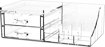 Acrylic Small Makeup Organizer with Drawers,Clear Skincare Organizer for Vanity,Dresser,Bathroom Countertop,Cute Cosmetic Organizer for Lip Gloss,Makeup Brush,Beauty,Skin Care and Cosmetic Storage
