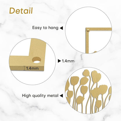 SIGNLEADER Metal Wall Decor Lotus Leaf Minimalist Modern Abstract Wall Sculpture Hangings Home Decoration for Living Room, Bedroom, Bathroom, Kitchen, Outdoor - 24" Gold