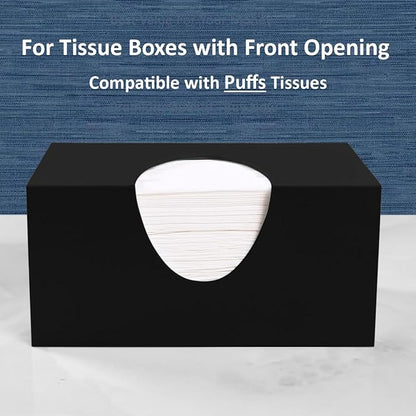 Rectangle Tissue Box Cover | Fits Top Side Opening Tissue Boxes | Black Tissue Box Holder for Bathroom | Premium Acrylic Tissue Cover