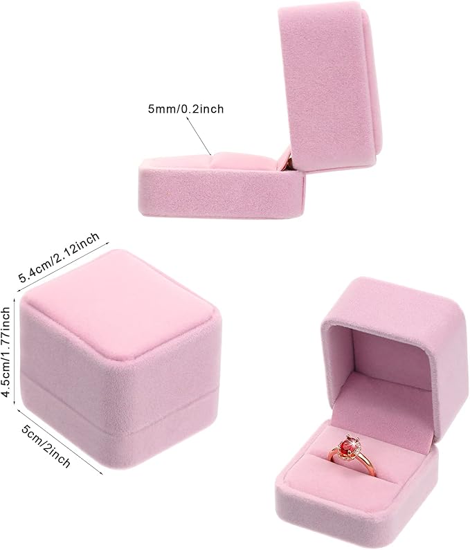 Zhanmai 12 Pcs Christmas Velvet Ring Box Jewelry Box Earring Jewelry Case Gift Boxes for Xmas Women Wedding Engagement Birthday Anniversary Valentines Day 2.12 x 1.77 x 2 Inch(Pink)