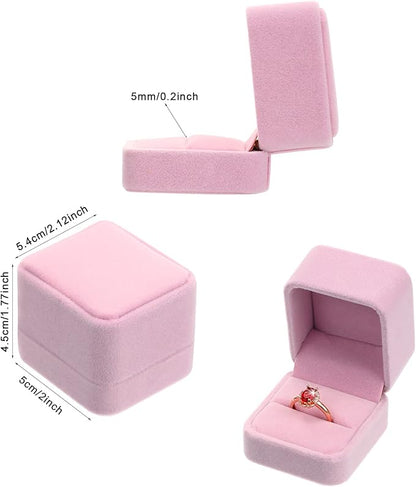 Zhanmai 12 Pcs Christmas Velvet Ring Box Jewelry Box Earring Jewelry Case Gift Boxes for Xmas Women Wedding Engagement Birthday Anniversary Valentines Day 2.12 x 1.77 x 2 Inch(Pink)