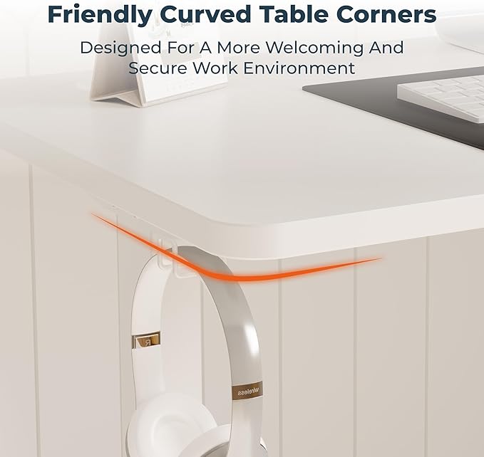Adjustable Stand Up Desk with Memory Preset, 55 x 24 Inch Standing Desks Electric Desk for Home Office with Splice Board (White)