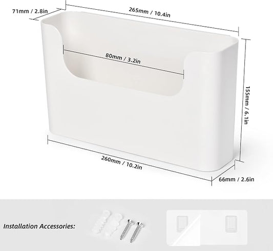 Jomola No Drilling Wall Mount File Holder - Mail Organizer with Adhesive Pad, Off-White (1 Count)