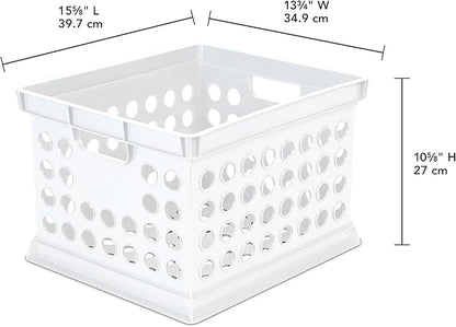 Sterilite Stackable Plastic Storage Crate Bin Organizer File Box with Handles for Home, Office, Dorm, Garage, or Utility Organization, White, 12-Pack