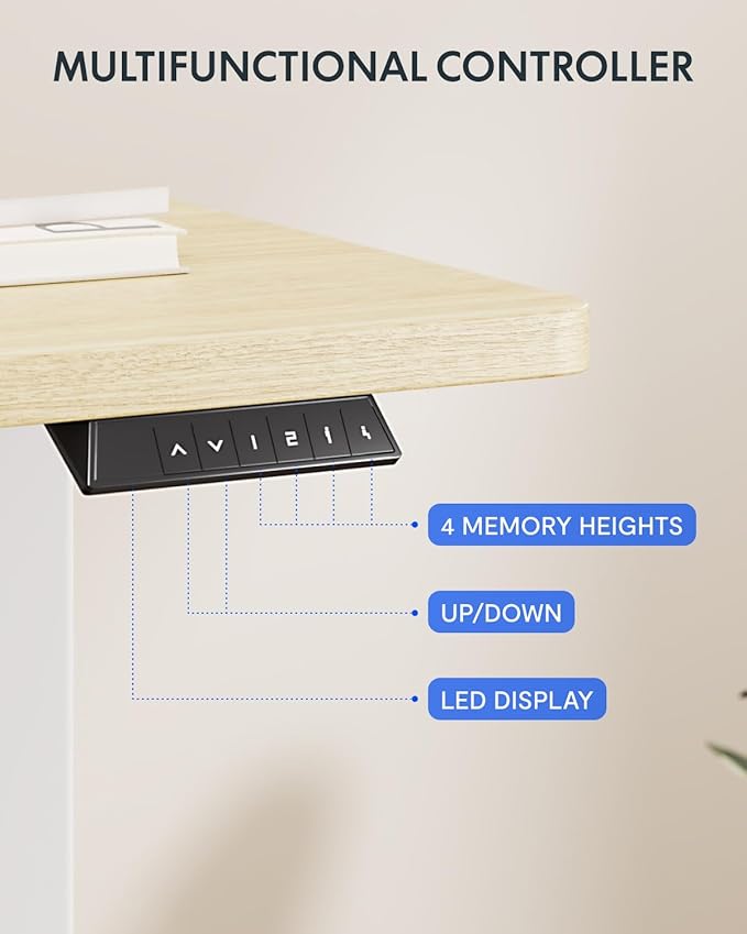 FLEXISPOT 63x32 Inch Electric Large Standing Desk for Home & Office, Spacious Splice Board Desk with Cable Management & Organizer, Cup Holder & Hook, White Wood Grain