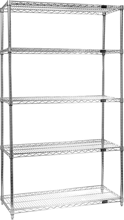 Quantum Storage Systems WR86-1442C-5 Starter Kit Wire Shelves Chrome 5 Shelves 86" H x 42" W x 14" D