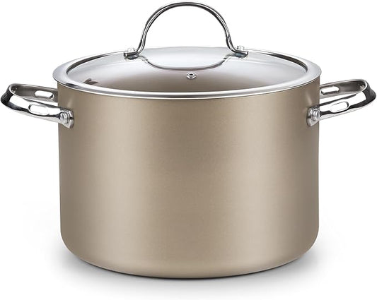 Cooks Standard Classic 8-Quart Stock Pot Dutch Oven Casserole with Glass Lid, Hard Anodized Nonstick Stockpot, Induction Compatible, Bronze