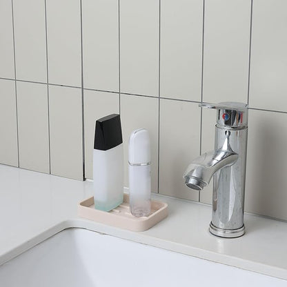 MicoYang Silicone Kitchen Sink Organizer Tray for Multiple Usage,Easy Clean Sponges Holder for Kitchen Bathroom Counter or Sink,Dish Soap Dispenser,Scrubber,Bottle,Cup Tapioca 4.9”x 3.2”