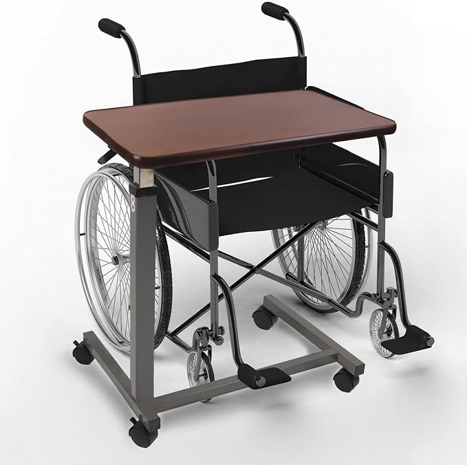 Vaunn Medical Cart Pneumatic Adjustable Overbed Table with Wheels – Rolling Bedside Table for Hospital, Portable Standing Cart & Laptop Desk for Bed, Couch, Wheelchair