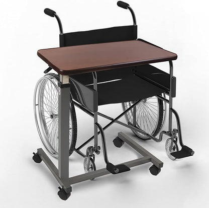 Vaunn Medical Cart Pneumatic Adjustable Overbed Table with Wheels – Rolling Bedside Table for Hospital, Portable Standing Cart & Laptop Desk for Bed, Couch, Wheelchair