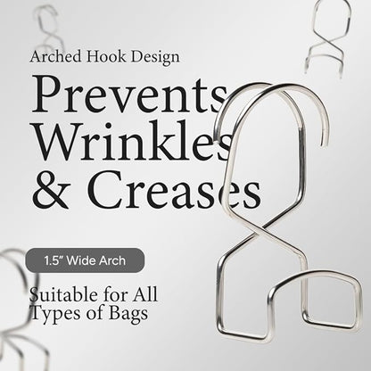 Wiosi Metal Purse Hanger Closet Set of 4 - Anti-Fall Heavy Duty Bag Organizer Hooks for Handbags, Backpacks & Totes, Durable Space Saving Bag Holder and Closet Hook