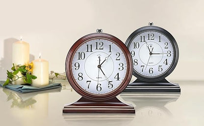Retro Mantel Décor Desk Clock, 10-inch Vintage Table Clocks for Fireplace, Easy to Read Clocks for Living Room, Bedroom, Office, Desktop Decoration (Black)