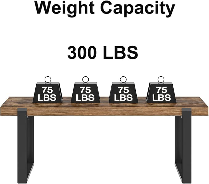 FOLUBAN Coffee Table, Modern Rustic Wood and Metal Center Table, Industrial Rectangle Cocktail Tea Table for Living Room, Brown, 47 Inch