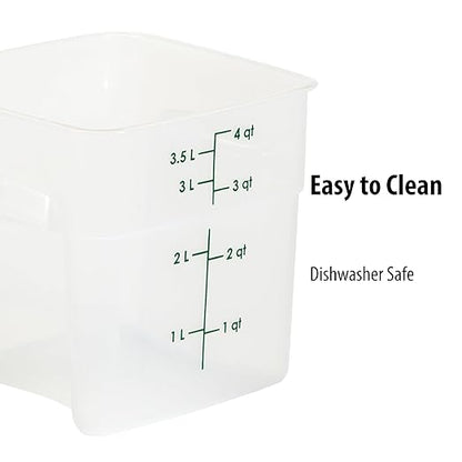 Cambro Food Storage Containers with Lids (Microwave Safe and BPA-Free) - 4 QT (Quart) Square Food Storage Container with Lid (2 Pack)