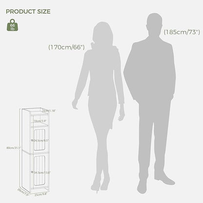 BEWISHOME Small Bathroom Cabinet, Bathroom Storage Cabinet with Adjustable Shelves & 2 Doors, Narrow Toilet Paper Cabinets, 7.9" D x 9.8" W x 31.5" H, for Small Spaces, White YYG13W