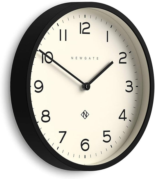 NEWGATE® Number Four Echo wall Clock | Modern Round Clock | 30cm | Black | Easy to Read Numbers | Ideal for Kitchen, Living Room or Office