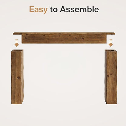 Solid Wood Console Table, 63-Inch Farmhouse Sofa Table Behind Couch for Entryway, Living Room, Foyer, Easy Assembly (Rustic Brown)