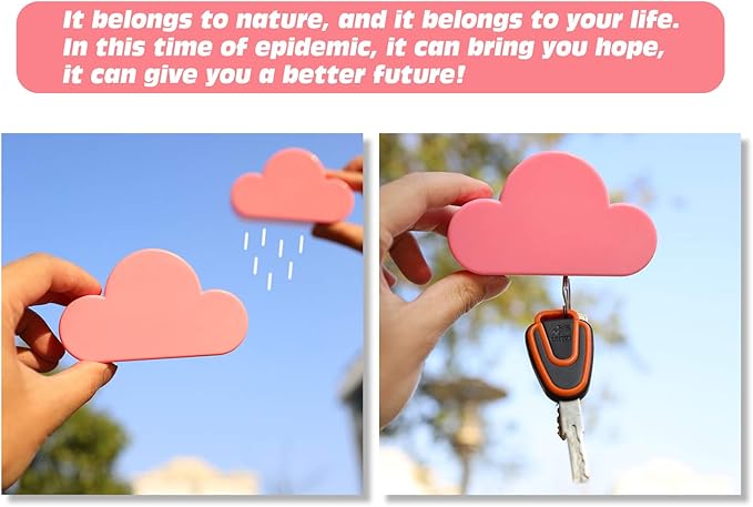 Meyerascal Pink Cloud Magnetic Key Holder for Wall, Strong Magnetic to Securely Hang Multiple Keys and Keychain, Novelty Cute Home Decorations, Easy to Install and Convenient to Use. (Pink)