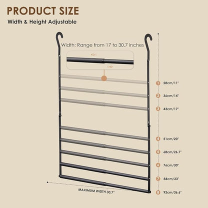 Closet Rod Extenders - Black Adjustable Closet Hanging Rod, Width & Height Expandable Clothes Rod, Space-Saving Closet Organizer for Hanging Clothes, Easy Installation, 1 Pack