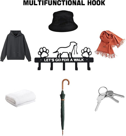 Key Holder Wall Mounted with Screws and Anchors, Black Multifunctional Key Hanger with 5 Hooks, Entryway Front Door Kitchen Hallway Garage Office
