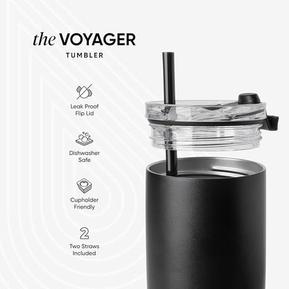 Simple Modern Voyager Tumbler with Flip Lid | Travel Coffee Mug | Insulated Stainless Steel Cold Brew Iced or Hot Coffee Cup | Gifts for Women Men Her Him | 12oz, Coconut Pearl