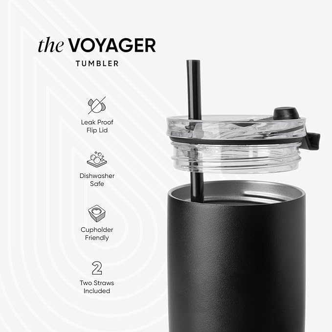 Simple Modern Voyager Tumbler with Flip Lid | Travel Coffee Mug | Insulated Stainless Steel Cold Brew Iced or Hot Coffee Cup | Gifts for Women Men Her Him | 16oz, Stormy Skies