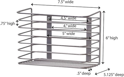 Household Essentials Door Mount Cabinet Organizer, Steel Wire Basket, Attractive Nickel Powder Coating, Great for Saving Space, Mounts to Solid Surface with Hardware Included