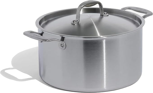 Made In Cookware - 8 Quart Stainless Steel Stock Pot With Lid - 5 Ply Stainless Clad - Professional Cookware - Crafted in Italy - Induction Compatible