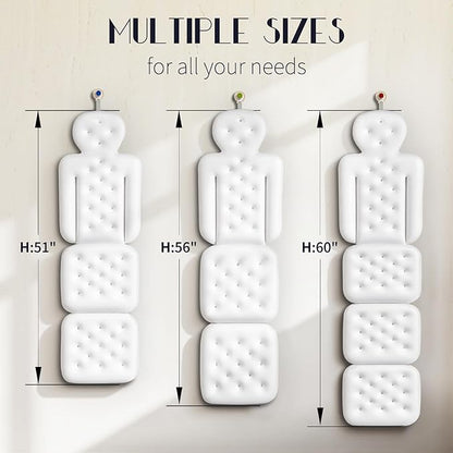 Full Body Bath Pillow for Bathtub, Thick Bathtub Cushion, Luxury Tub Pillow for Bath for Headrest Neck and Back Support White 60" x 16"