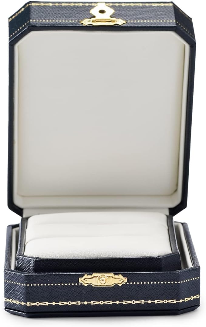 Oirlv Double Ring Box Royal Blue Ring Bearer Box for Engagement Wedding Jewelry Gift Case