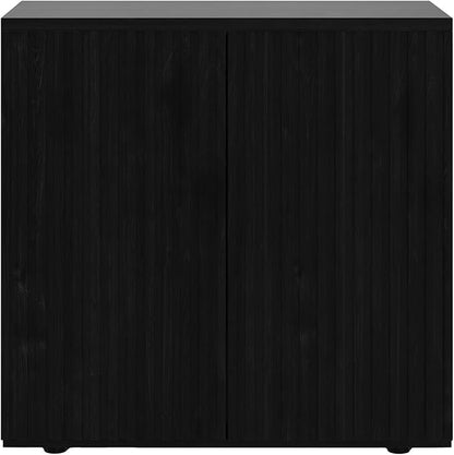 Rophefx Fluted Sideboard Cabinet, Buffet Cabinet with Storage, Credenza Storage Cabinets with Adjustable Shelf, Wood Entryway Cabinets with Pop-up Doors for Living Room, Entryway, Hallway, Black Grey