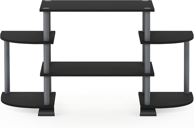 Furinno Turn-N-Tube Rounded Corner TV Entertainment Center, Black/Grey