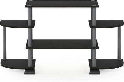 Furinno Turn-N-Tube Rounded Corner TV Entertainment Center, Black/Grey