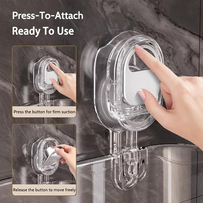 No-Drill Bathroom Suction Storage Box – Large Capacity & Strong Load-Bearing, Removable Hanging Shower Basket Caddy Organizer Drain Rack, with Drainage Hole & Adhesive Backing (Gray, 1pc)