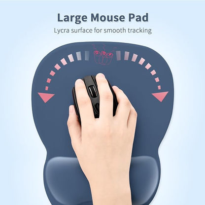 EooCoo Ergonomic Mouse Pad with Wrist Support, Mousepad with Memory Foam Wrist Rest and Non-Slip Base for Computer, Cafe, Home & Office, 9.64 x 8.26 in Office Desk Accessories
