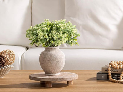 Ceramic Rustic Vase, Small Flower Farmhouse Vase Decorative Vase Short Pottery Vases for Home Decor Table Living Room Entryway Mantel Bookshelf Bedroom Bathroom Kitchen - 6" D