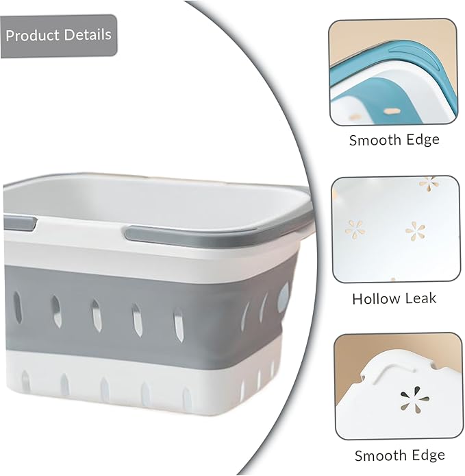 Shower Basket, Bathroom Basket Portable Shower Collapsible Plastic Storage with Handles & Draining Holes, Box Organizer Bin for Bathroom, Kitchen, Dorm, Gym for Daily Use