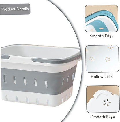 Shower Basket, Bathroom Basket Portable Shower Collapsible Plastic Storage with Handles & Draining Holes, Box Organizer Bin for Bathroom, Kitchen, Dorm, Gym for Daily Use