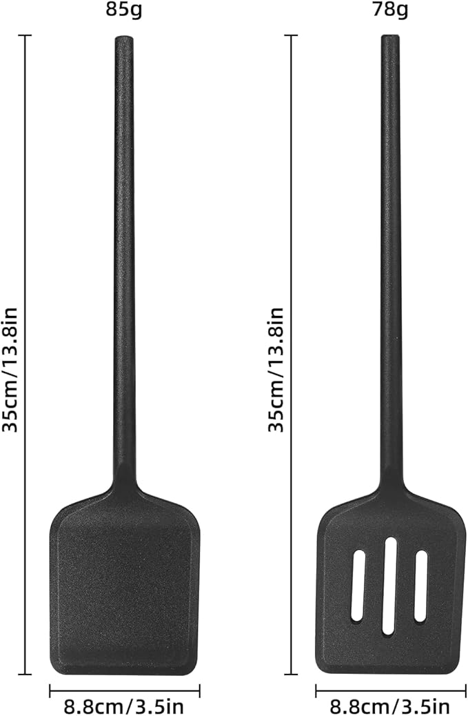Silicone Cooking Spatula Set, High Heat Resistant Slotted and Solid Kitchen Turner, Extra Long Large Kitchen Utensil for Turning, Flipping, Mixing, Stir-frying,13.8 Inches